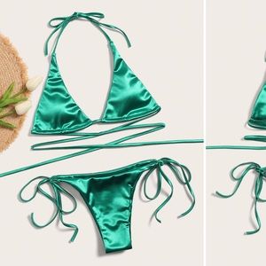 Metallic green shein bikini
